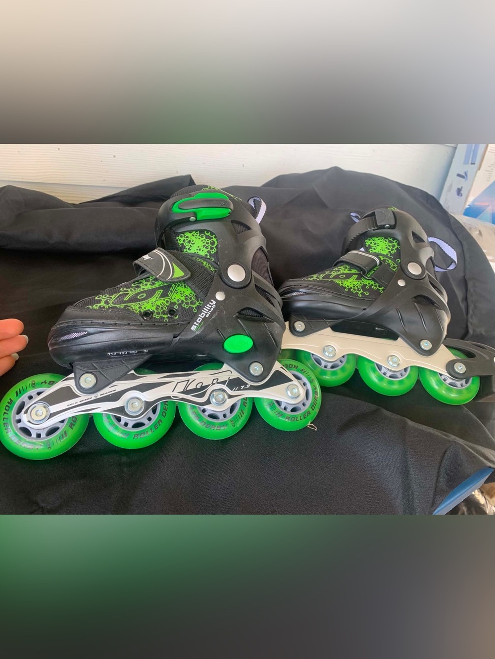 Kids Adjustable Inline Roller Skates - Green